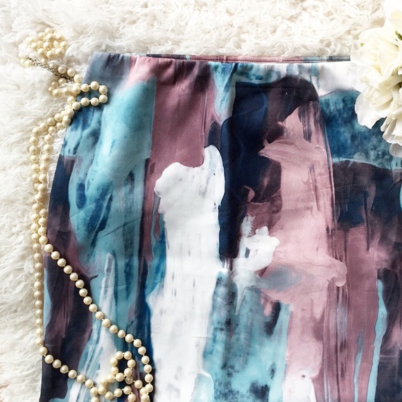 Mossimo Supply Co. Dresses & Skirts - Abstract Print Purple & Blue “Scuba” Stretch Skirt